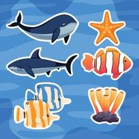 wereld oceanen dag stickers vector