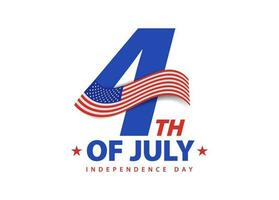 gemakkelijk 4e van juli ons onafhankelijkheid dag viering met Verenigde Staten van Amerika vlag Aan aantal 4 concept vector