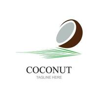 creatieve moderne kokosnoot met bladeren teken logo ontwerpsjabloon vector