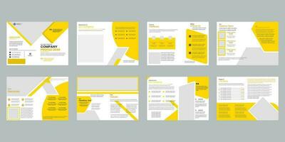 bedrijf profiel, folder set, portefeuille, bedrijf boek, tijdschrift, presentatie, zakelijk, jaar- rapport, poster, ontwerp Sjablonen, reeks van geel brochure vector