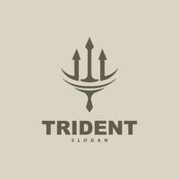 drietand logo, vector magie speer van Poseidon Neptunus, triton koning ontwerp, sjabloon icoon merk illustratie