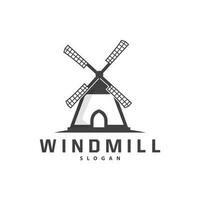 windmolen logo, landbouw boerderij vector, natuur landschap retro wijnoogst ontwerp illustratie vector