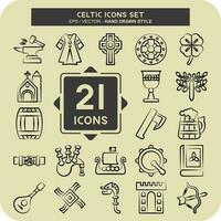 icoon reeks keltisch. verwant naar viering symbool. hand- getrokken stijl. gemakkelijk ontwerp bewerkbaar. gemakkelijk illustratie vector