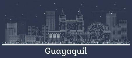 schets guayaquil Ecuador stad horizon met wit gebouwen. vector