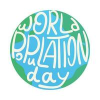 wereld bevolking dag belettering vector illustratie geïsoleerd