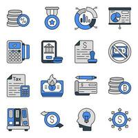 pakket zakelijke en bancaire plat pictogrammen vector
