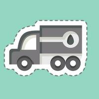 sticker lijn besnoeiing brandstof vrachtwagen. verwant naar bouw voertuigen symbool. gemakkelijk ontwerp bewerkbaar. gemakkelijk illustratie vector