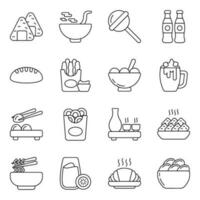 pak van voedsel en drinken lineair pictogrammen vector