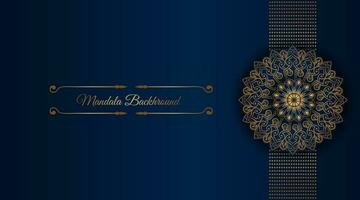 luxe blauw achtergrond, met gouden mandala ornament vector