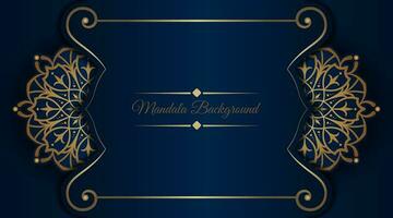 luxe blauw achtergrond, met gouden mandala ornament vector