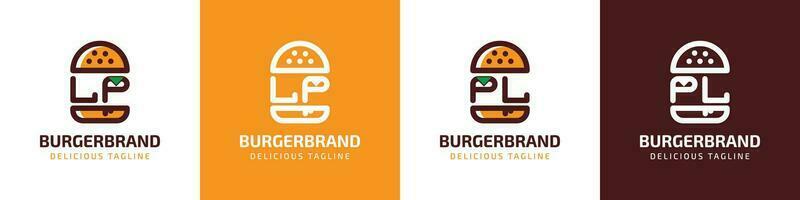 brief lp en pl hamburger logo, geschikt voor ieder bedrijf verwant naar hamburger met lp of pl initialen. vector