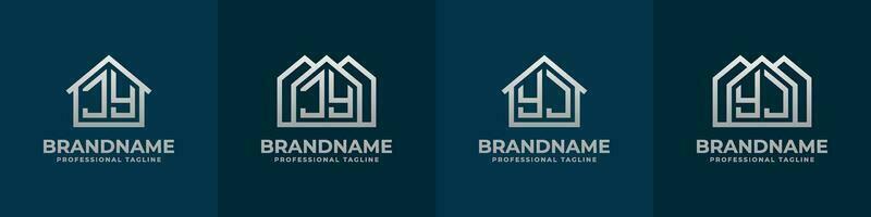 brief jy en yj huis logo set. geschikt voor ieder bedrijf verwant naar huis, echt landgoed, bouw, interieur met jy of yj initialen. vector