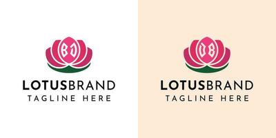 brief bd en db lotus logo set, geschikt voor ieder bedrijf verwant naar lotus bloemen met bd of db initialen. vector