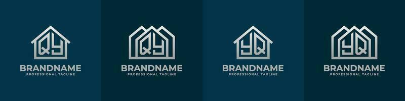 brief qy en yq huis logo set. geschikt voor ieder bedrijf verwant naar huis, echt landgoed, bouw, interieur met qy of yq initialen. vector