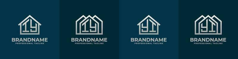 brief iy en yi huis logo set. geschikt voor ieder bedrijf verwant naar huis, echt landgoed, bouw, interieur met iy of yi initialen. vector