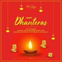 gelukkig dhanteras decoratief festival wensen kaart vector