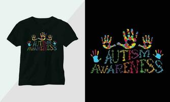 autisme t-shirt ontwerp concept. allemaal ontwerpen zijn kleurrijk en gemaakt gebruik makend van lint, puzzels, liefde, enz vector