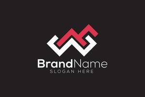 brief w pijl verhoogd logo ontwerp vector sjabloon