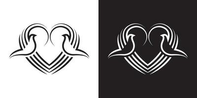 minimaal twee duif liefde logo ontwerp vector sjabloon