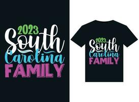 2023 zuiden carolina familie illustraties voor drukklare t-shirts ontwerp vector