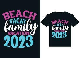 strand vacay familie vakantie 2023 illustraties voor drukklare t-shirts ontwerp vector