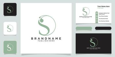 eerste brief s luxe logo ontwerp vector met bedrijf kaart ontwerp premie vector