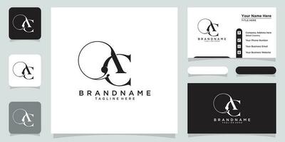 eerste brief ac luxe logo ontwerp met bedrijf kaart ontwerp premie vector