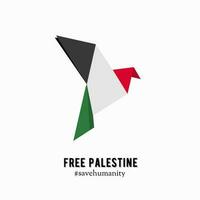 illustratie vector van origami duif, symbool van vrede, vrij Palestina en hou op oorlog