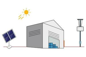 Aan rooster zonne- cel gemakkelijk diagram systeem huis concept omvormer panelen bestanddeel infographic geïsoleerd vector