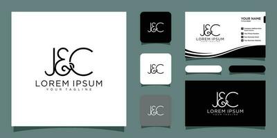 j en c eerste logo, ampersand monogram logo met bedrijf kaart ontwerp premie vector
