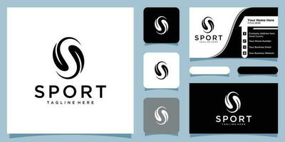 creatief modern s elegant sport- merk, zwart en wit s eerste met bedrijf kaart ontwerp premie vector