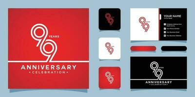 99 jaren verjaardag viering, aantal vector sjabloon met bedrijf kaart ontwerp premie vector