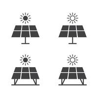 zon energie icoon, zonne- panelen geïsoleerd vlak ontwerp vector illustratie.