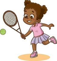 schattig meisje spelen tennis vector illustratie