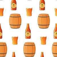 patroon naadloos oktoberfeest bier, fles en mok vector