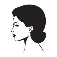 vrouw hoofd silhouet, gezicht en haar- mode icoon vector