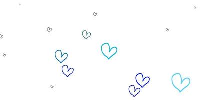 lichtblauw groen vector sjabloon met doodle hartjes
