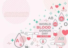 medisch en bloed bijdrage icoon met formulering van wereld bloed schenker dag Aan roze achtergrond. poster campagne van wereld bloed schenker dag in icoon vlak stijl en vector ontwerp.