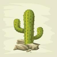 cactus met rotsen Aan wit achtergrond vector