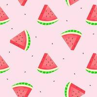 watermeloen patroon met zaden. roze achtergrond. vector ontwerp.