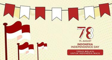 Indonesisch 78ste onafhankelijkheid dag banier, illustreren de verhogen van de rood en wit vlag. kaart illustratie banier vector