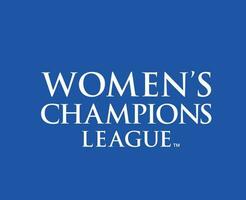 Dames kampioenen liga logo naam wit symbool abstract ontwerp vector illustratie met blauw achtergrond