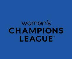 Dames kampioenen liga officieel logo naam zwart symbool abstract ontwerp vector illustratie met blauw achtergrond