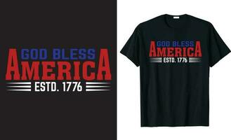 god zegenen Amerika typografie belettering, illustratie met Amerikaans vlag kleuren. t-shirt ontwerp. vector