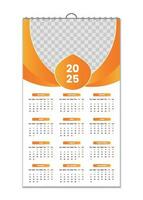 muur kalender 2025, muur kalender ontwerp sjabloon voor 2025, minimalistisch, schoon, en elegant ontwerp kalender voor 2025, muur kalender sjabloon ontwerp vector