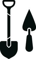 spade en handheld Schep gebouw bouw pictogrammen illustratie vector