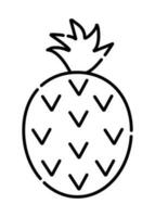 ananas zwart en wit vector lijn icoon