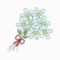 een boeket van bloemen. tekening stijl, schets tekening. tekenfilm bloemen, madeliefjes. vector illustratie Aan wit geïsoleerd achtergrond.