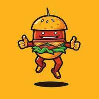 gelukkig hamburger mascotte logo vector