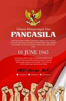 de dag van geboorte van pancasila vector illustratie. gelukkig pancasila dag poster banier sjabloon.